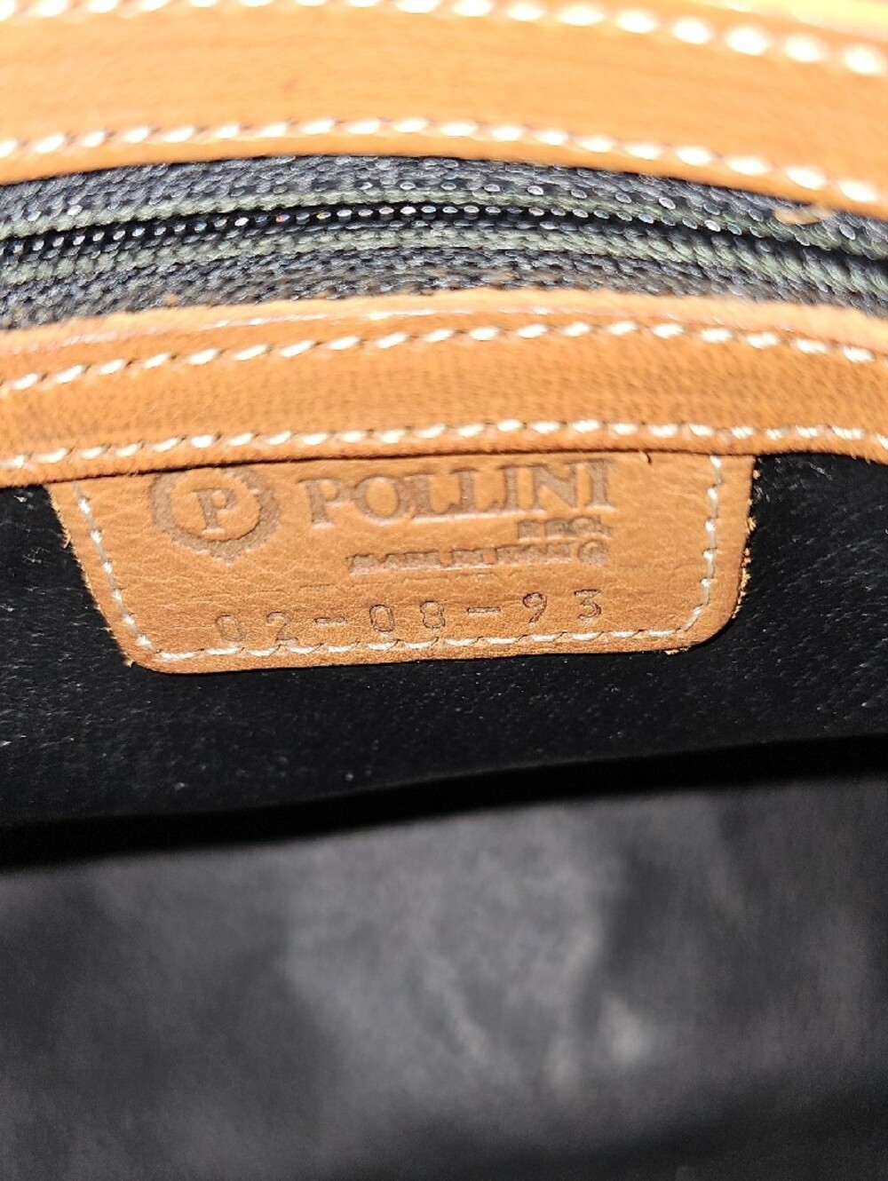 Vintage Pollini Black Monogram Satchel with Brown Trim - Picture 8 of 10